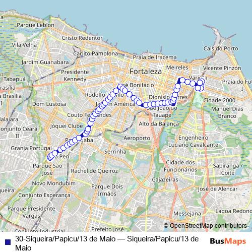 30-Siqueira/Papicu/13 de Maio bus Line Map