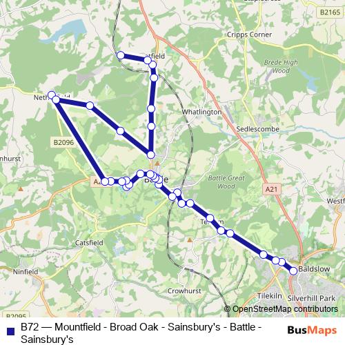 B72 bus Line Map