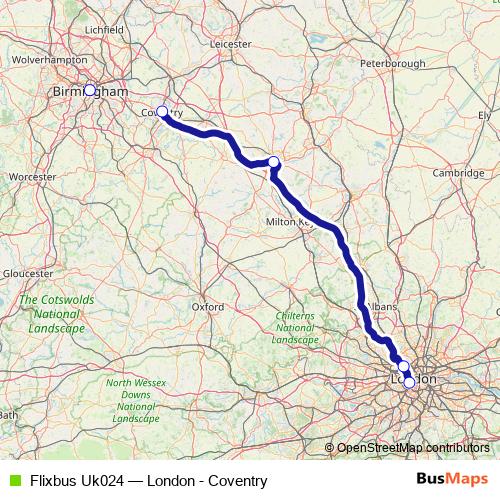 Flixbus Uk024 bus Line Map