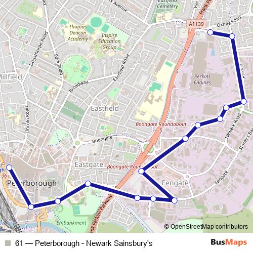 61 bus Line Map