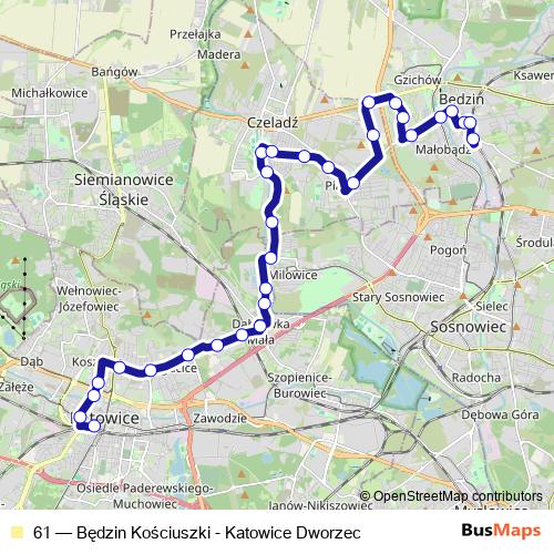 61 bus Line Map