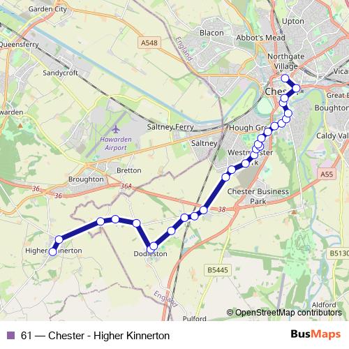 61 bus Line Map