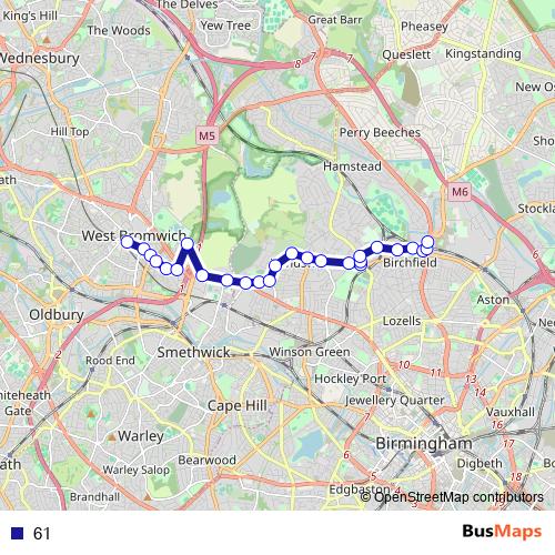 61 bus Line Map