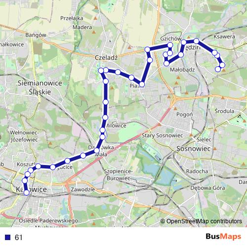 61 bus Line Map