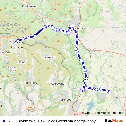 61 bus Line Map