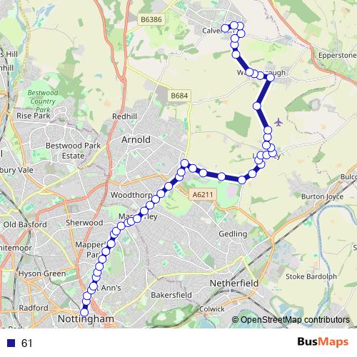 61 bus Line Map