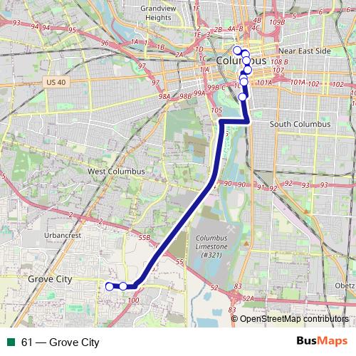 61 bus Line Map