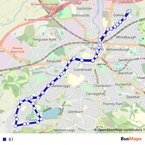 61 bus Line Map