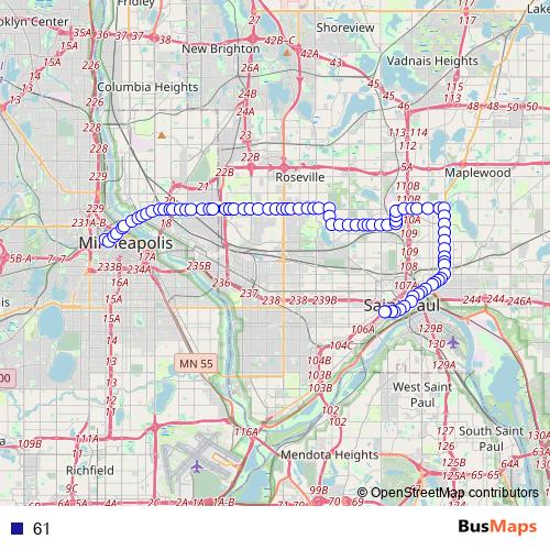 61 bus Line Map