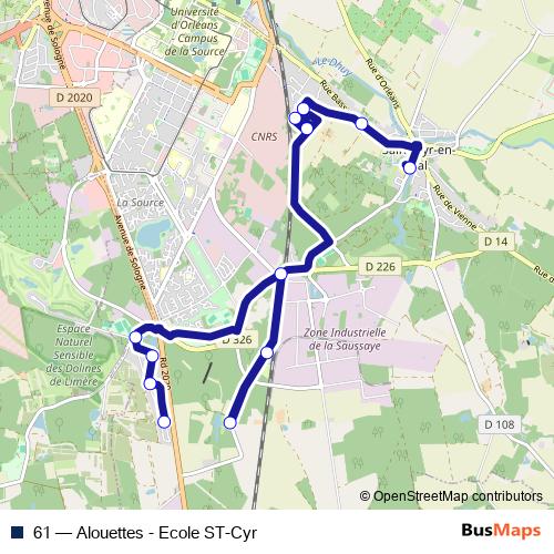61 bus Line Map
