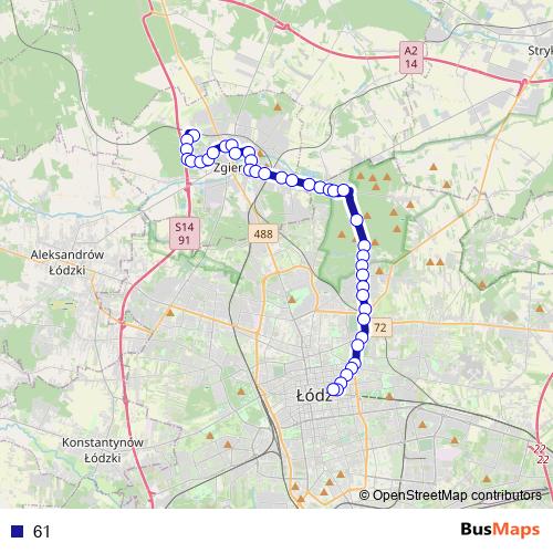 61 bus Line Map