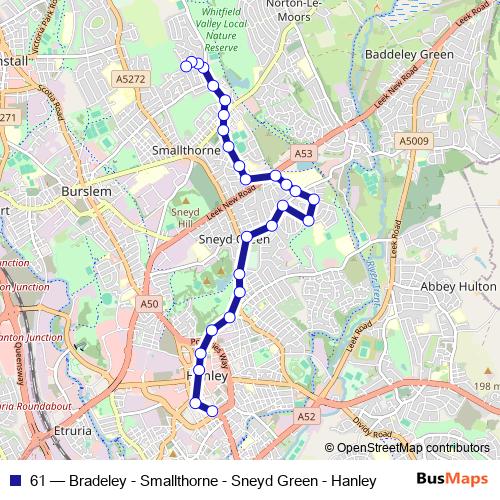 61 bus Line Map