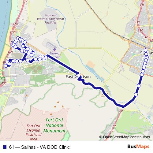 61 bus Line Map