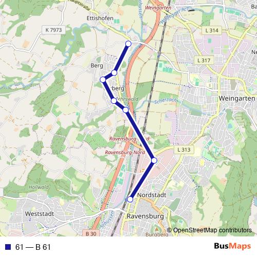 61 bus Line Map