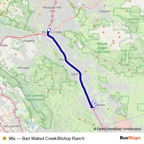 96x bus Line Map