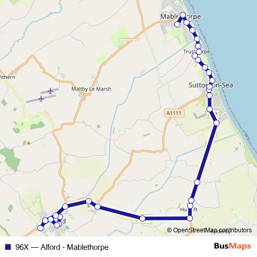 96X bus Line Map