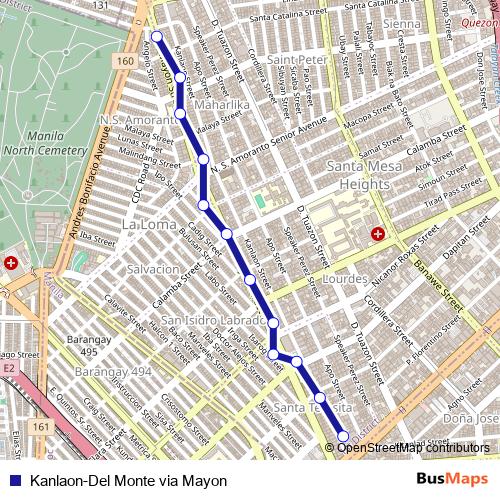 Kanlaon-Del Monte via Mayon bus Line Map