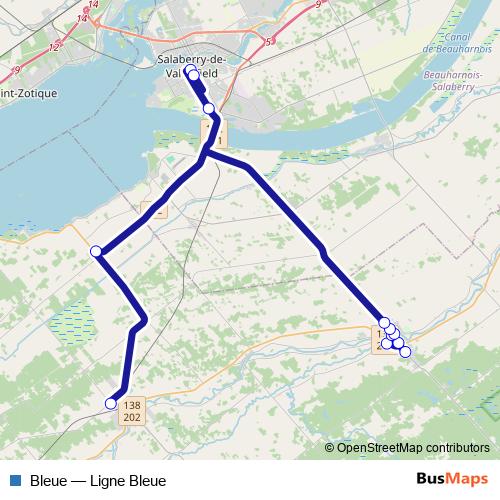 Bleue bus Line Map