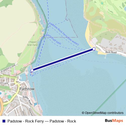 Padstow - Rock Ferry ferry Line Map