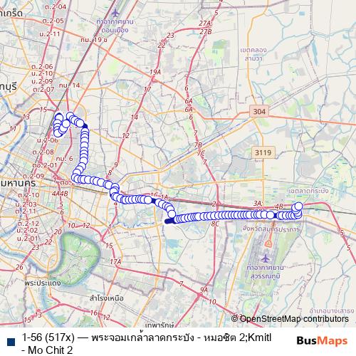 1-56 (517x) bus Line Map