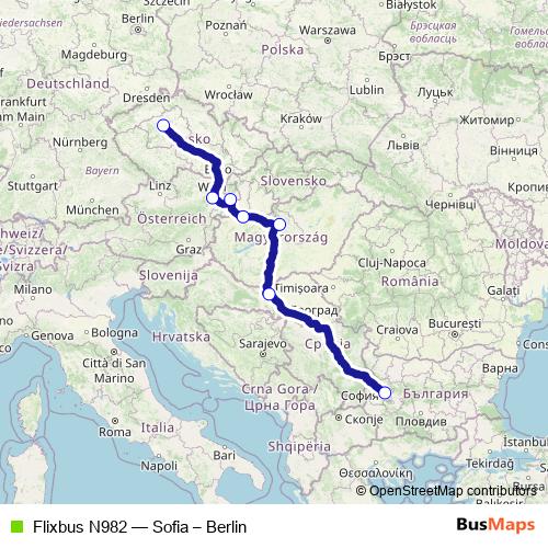 Flixbus N982 bus Line Map