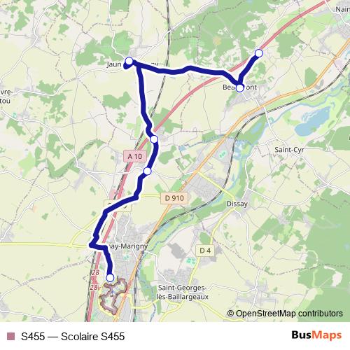 S455 bus Line Map