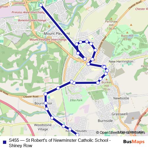 S455 bus Line Map