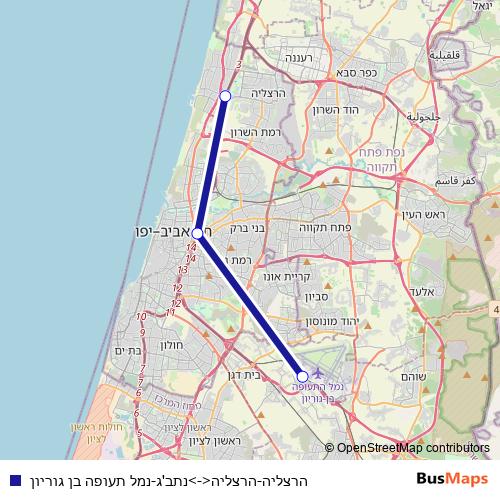 רכבת ישראל הרצליה-הרצליה נתב'ג-נמל תעופה בן גוריון Rail - Israel