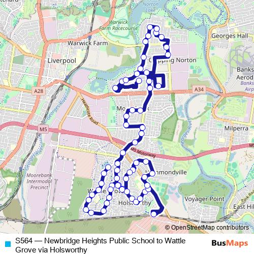 S564 bus Line Map