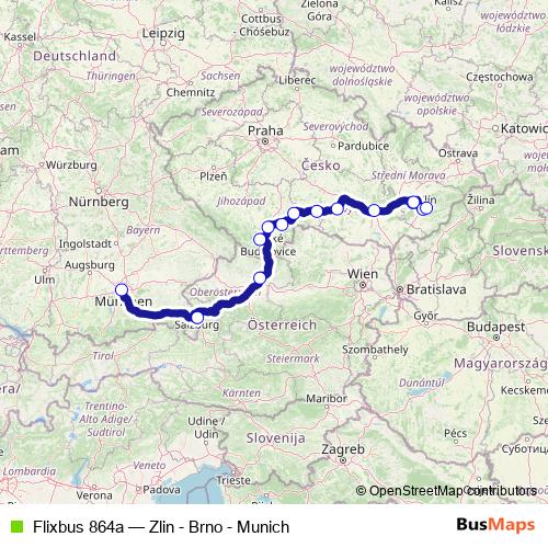 Flixbus 864a bus Line Map
