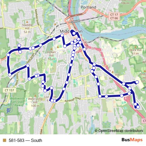 581-583 bus Line Map