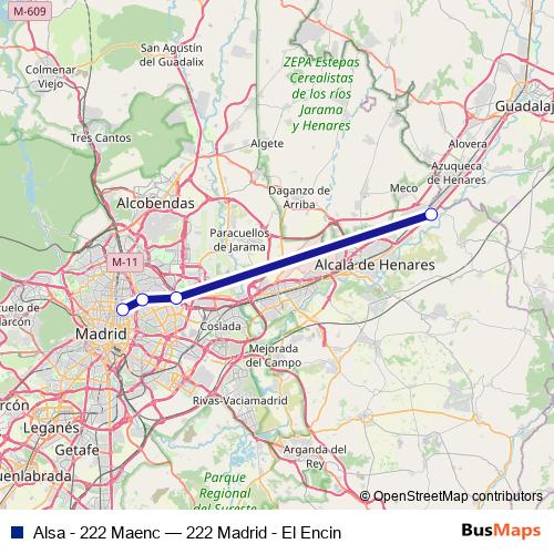 Alsa - 222 Maenc bus Line Map