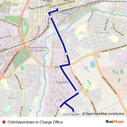 Chimbarembare to Charge Office bus Line Map