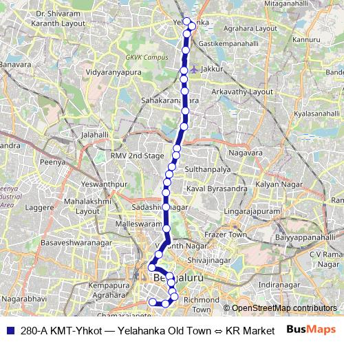 280-A KMT-Yhkot bus Line Map