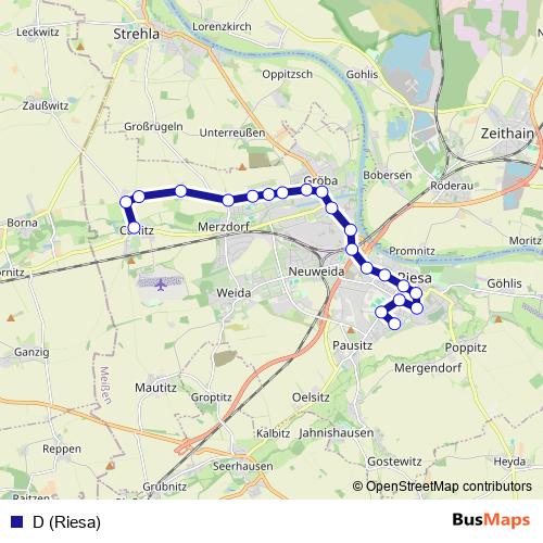 D (Riesa) bus Line Map