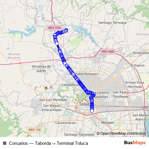 Corsarios bus Line Map