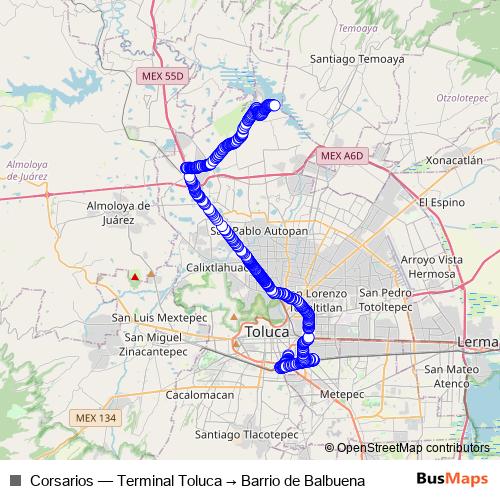 Corsarios bus Line Map
