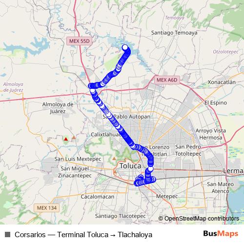 Corsarios bus Line Map