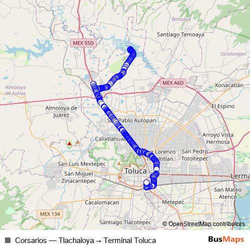Corsarios bus Line Map