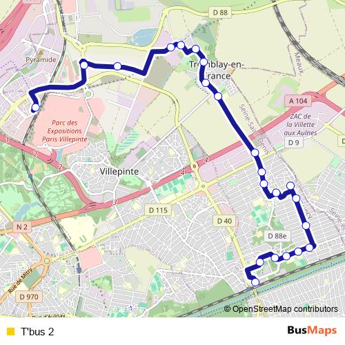 T'bus 2 bus Line Map