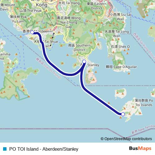 PO TOI Island - Aberdeen/Stanley ferry Line Map