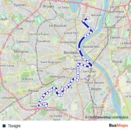 Tbnight bus Line Map