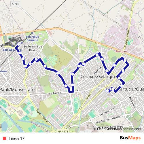 Linea 17 bus Line Map