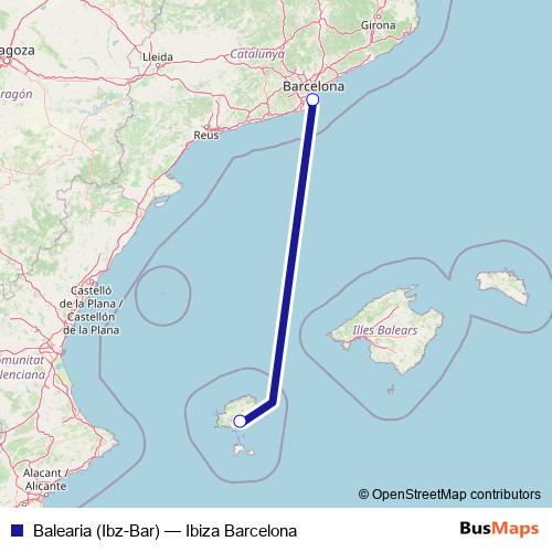 Balearia (Ibz-Bar) ferry Line Map