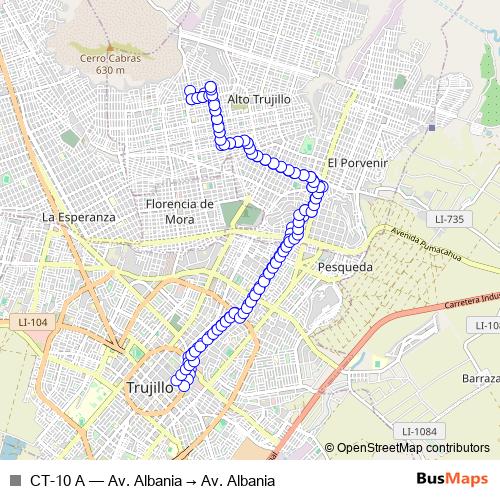CT-10 A bus Line Map