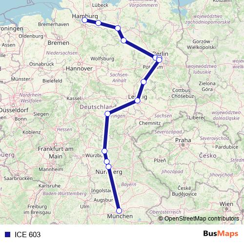 ICE 603 rail Line Map