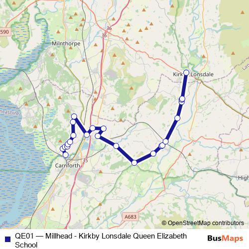 QE01 bus Line Map