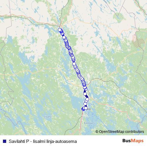 Savilahti P - Iisalmi linja-autoasema bus Line Map