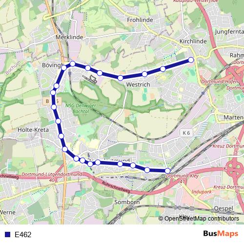 E462 bus Line Map