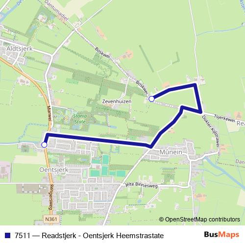 7511 bus Line Map